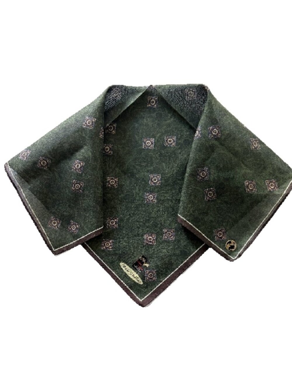 NWT Mario Valentino Cotton Pocket Square Scarf Green 18.5"